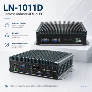 Fanless Embedded Mini PC Dual LAN 6 COM USB HDMI VGA SSD Windows Linux Automation Control