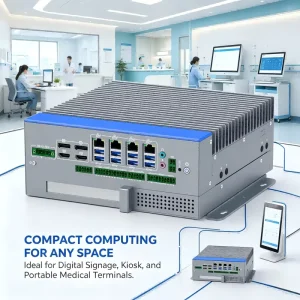 Fanless Industrial PC with 4x GbE LAN, 8x USB 3.1, and 6x COM Ports for Industrial IoT Gateway and Machine Vision