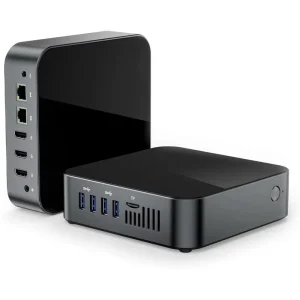 Fanless Mini PC Windows 11 Pro AMD Ryzen 9 7900HX Radeon Graphics Compact 8L Case Type-C HDMI WiFi 6E