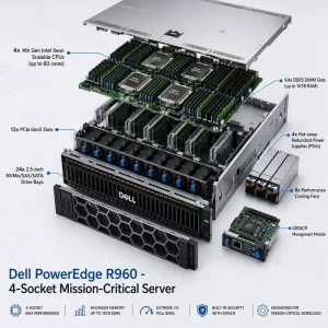 For PowerEdge R960 4U Rack Server 24×2.5″ NVMe SSD 32GB RAM Stock Intel Xeon 4th Gen 3.3GHz