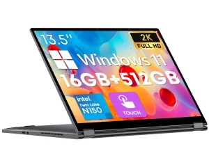 FreeBook 2 in 1 13.5” FHD Touchscreen Laptop Intel N150 CPU 16GB LPDDR5 RAM 512GB SSD 2TB Expandable Business Windows 11 Metal