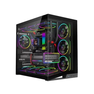 Full Tempered Glass Panoramic Gaming PC Case with 360mm Water Cooling Support for ATX, M-ATX, ITX