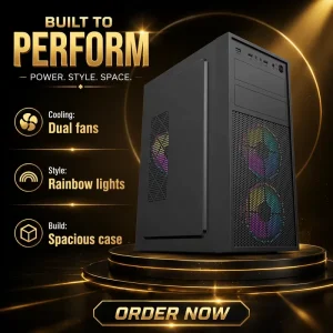 Full Tower ATX Form Factor Gaming PC Cases with Acrylic Front Panel and Side Panel Window Desktop Computer