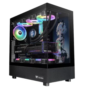 Full Tower ATX Gaming PC Case with LCD Screen and Glass Chassis