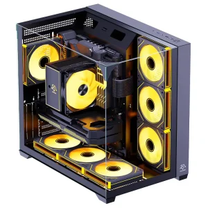 Full Tower ATX Gaming PC Case with Perforated Tempered Glass Front and Side Panels