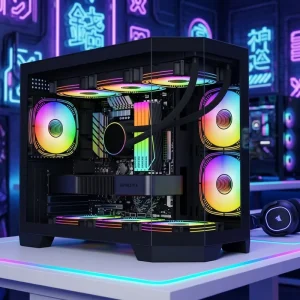 Full Tower ATX MATX ITX PC Gaming Desktop Case with Tempered Glass Front Panel USB and Audio Ports RGB Fan Factory Price