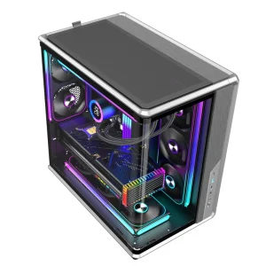 Full Tower ATX PC Case with Panoramic Arc-Shaped Tempered Glass Panel