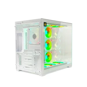 Full Tower Desktop Computer Case White ATX RGB USB 3.0 Transparent Gaming Case