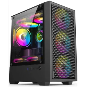Full Tower Desktop PC Case with Panoramic Tempered Glass, ATX Cooling Support