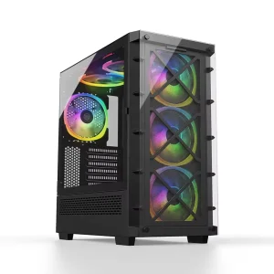 Full Tower EATX Gaming Chassis with Aluminum Alloy Construction, Black Finish, Magnetic Rotated 3.0mm Tempered Glass Side Panel