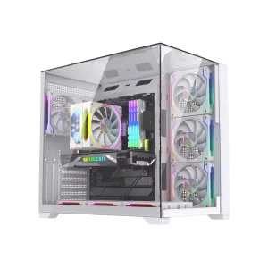 Full Tower Gaming Computer Case, 3-Side Tempered Glass, MicroATX