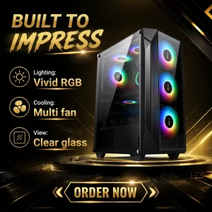 Full Tower Micro ATX Gaming PC Case with Glass and Acrylic Front Panel