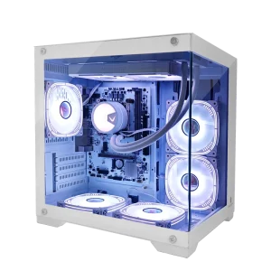 Full-Tower MicroATX Steel Pillarless Gaming Computer Case with Panoramic Side View