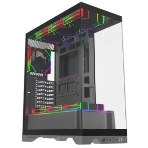 Full Tower Most Popular High Quality Sea View With RGB Light Strip Gaming PC Desktop ATX MATX Gamer Computer Case & Towers