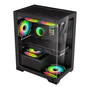 Full-View Tempered Glass Mid-Tower Gaming PC Case for Micro ATX