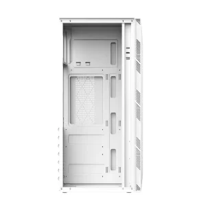 G1901 White ATX Mid Tower PC Case with RGB Lighting and Tempered Glass Side Panel