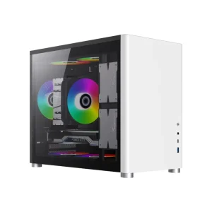 GAMEMAX Spark X2 Mid Tower Micro ATX Vertical Gaming Computer Case Steel Construction White Color 12cm Fan 2 HDD + 2 SSD Support