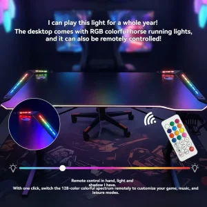 GEDO Carbon Fiber Desktop Z Shaped Computer Desk with RGB Water Cup Holder and Headphone Stand New Design Gaming Desk