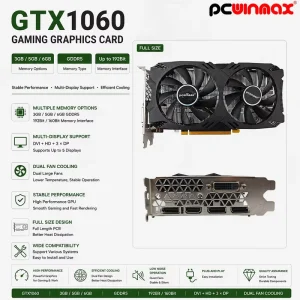 GTX 1060 3GB/5GB/6GB GDDR5 192-Bit PCIe Graphics Card OEM Factory Direct for Desktop Computer Gaming Upgrade