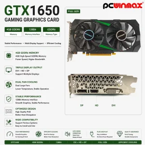 GTX 1650 4GB GDDR6 128-Bit Gaming Graphics Card OEM/ODM Custom Support for Desktop PC Assemblers