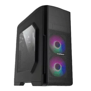 Gaming Computer Case Mesh Front Panel Plastic Mid Tower ATX Side Panel Window 2xChannel Fan Speed Controller ARGB Stock 7 Slot