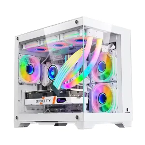 Gaming Computer Case RGB Fans Tempered Glass Mini PC Case