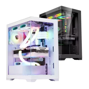 Gaming Computer Hardware Mid Tower PC Case with Water Cooler Support, ATX
