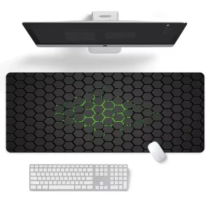 Gaming Heated Rubber Mouse Pad Green Honeycomb Design Large Desk Mat with Non Slip Base Stock