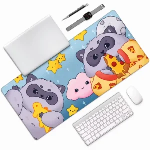 Gaming Mouse Pad Extended Large Desk Mat Non Slip Rubber Base Stitched Edges Waterproof Surface for Computer Laptop Keyboard