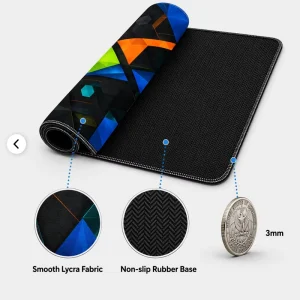 Gaming Mouse Pad Smooth Micro Textured Cloth Surface Natural Rubber Base Anti Fray Stitched Edge Durable for 10 000+ Flex