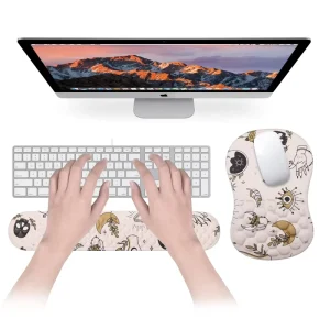 Gaming Mouse Pad with Memory Foam Wrist Rest Customizable Color and Size Ergonomic PC Office Use