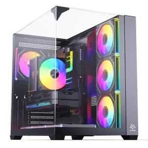 Gaming PC Case E-ATX M-ATX Full Tower with Triple Tempered Glass Panels