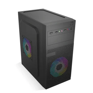 Gaming PC Case Micro ATX Mid Tower Desktop Chassis with 2 Pre-Installed Fans SPCC Steel Computer Cabinet