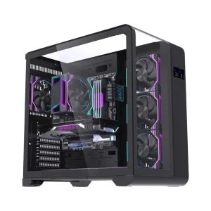 Gaming PC Case Tempered Glass ATX Computer Chassis with Temperature Display Support 360mm Liquid Cooling OEM ODM Factory