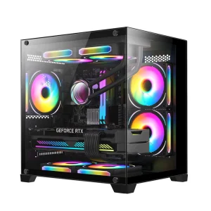 Gaming PC Case Tempered Glass Panel Aluminum Mid Tower Mini ITX MATX