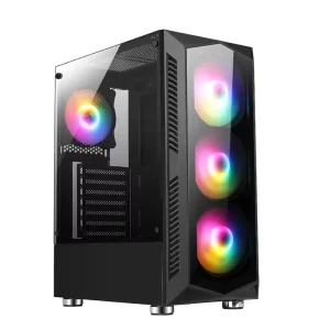 Gaming PC Case with Double Tempered Glass Panels