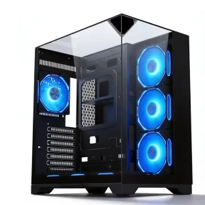 Gaming PC Case with Dual 360mm Radiator and 400mm GPU Support ATX M-ATX Tempered Glass