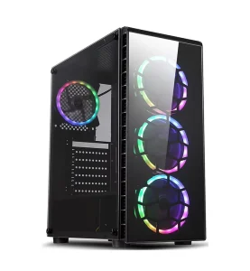 Gaming PC Case with RGB Fans Tempered Glass ATX Mid Tower