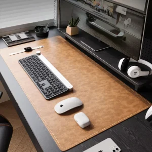 Gaming Style Vintage Crazy Horse Leather Large Desk Mat 70*140cm Waterproof Protector