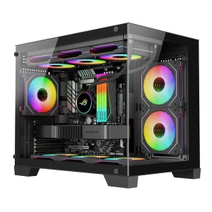 Gaming Tower Computer Case with Two Tempered Glass Panels