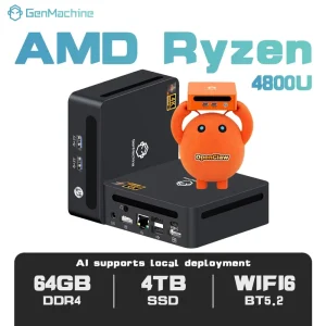 GenMachine AMD Ryzen 7 4800U Gaming Mini PC Computer 8 Core DDR4 SSD 1G LAN WiFi6 BT5.2 Win11 3 Display 2USB3.0 Business