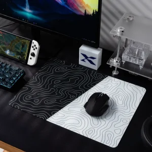 Glass Gaming Mouse Pad Non Slip Waterproof Durable UV Printed Maze Pattern Customizable Size & Color Stock Office Use