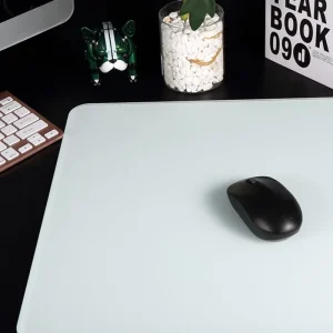 Glass Gaming Mouse Pad with Non-Slip Tempered Glass Surface for Desk