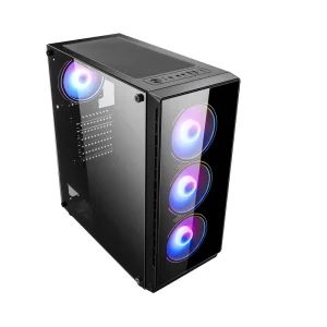 Glass Panel ATX Desktop PC Case RGB Transparent 7-Slot Mid Tower