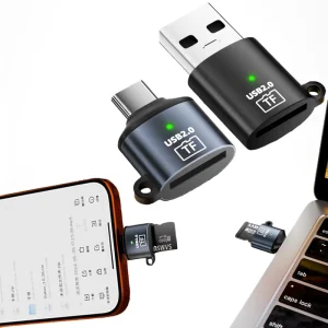 Good Quality Portable TF Card USB a Converter USB2.0 USB C Male Adapter Type C Reader for Phone Accessories Laptop with Keyhole