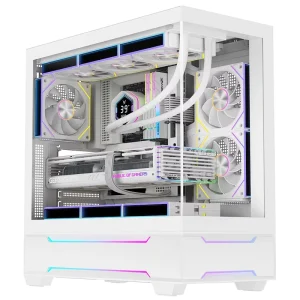 HALO 7 ATX Mid-Tower Aluminum Alloy Gaming PC Case with ARGB Fan, Lighting Strip, Tempered Glass, and 360mm AIO Support
