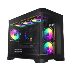 HYPE M Mid Tower MicroATX Gaming PC Case with Curved Glass Panel Steel Construction