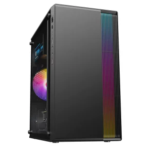 Halo Mid Tower Micro-ATX Computer Case with Clear RGB Tempered Glass Side Panel