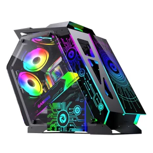 Heteromorphosis Pc Case Full Tower ATX Gaming Computer Cases Towers Desktop with ARGB Fan Kit Glass PC Chassis Case