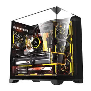 High-Airflow ATX Mid Tower Gaming PC Case with ARGB Fans and Tempered Glass